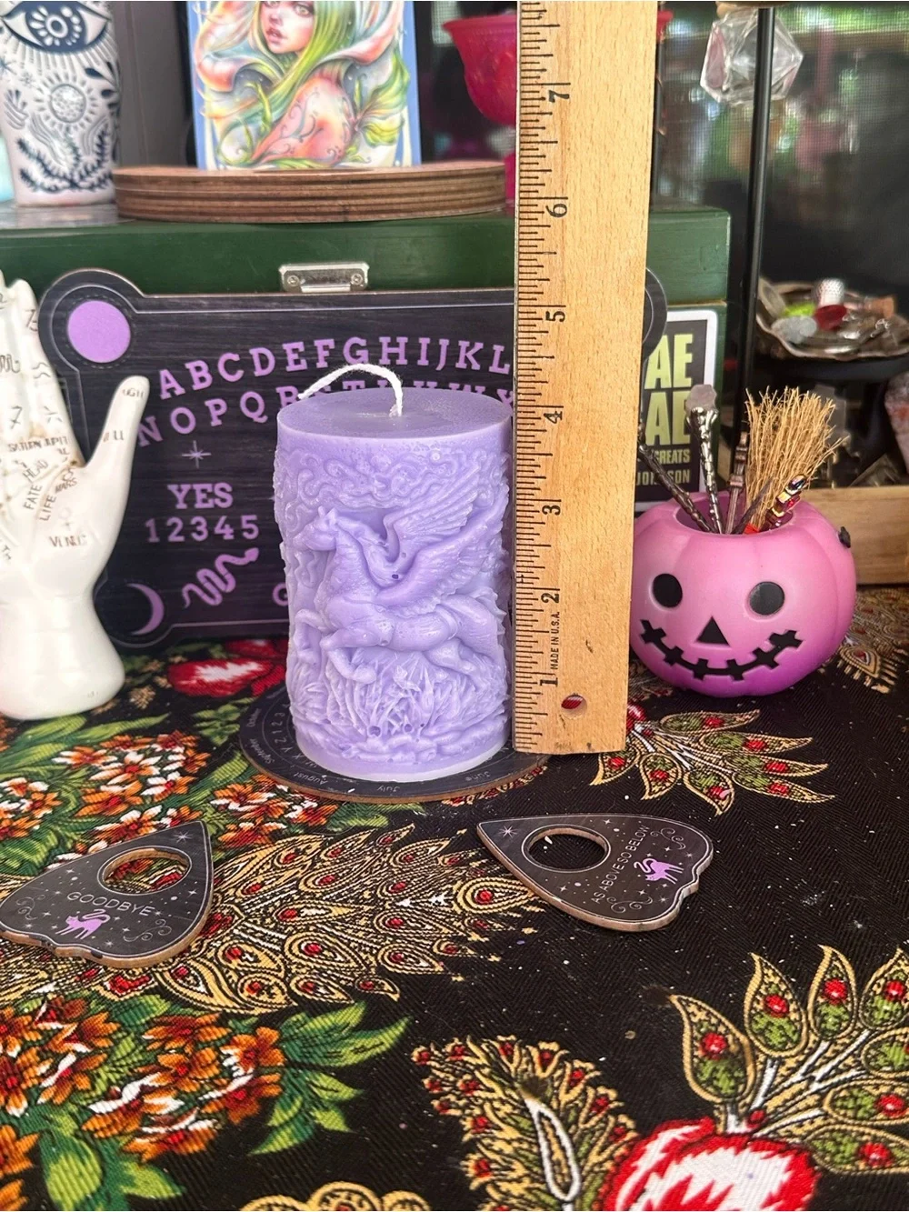 Lavender Pegasus Pillar Candle | Mythical Fantasy Candle |